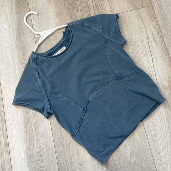 Free People Tee protagonist crop cap sleeve top womens Blue (xsmall) casual boho - Picture 2 of 7